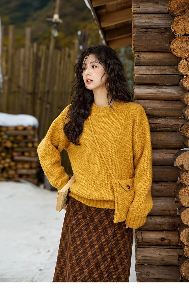 Mishow Oversized Sweater with Matching Bag MXD57Z1083