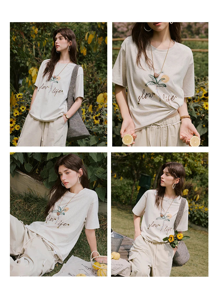 Mishow Coconut Tree Print Straight Tee MXE31T0520