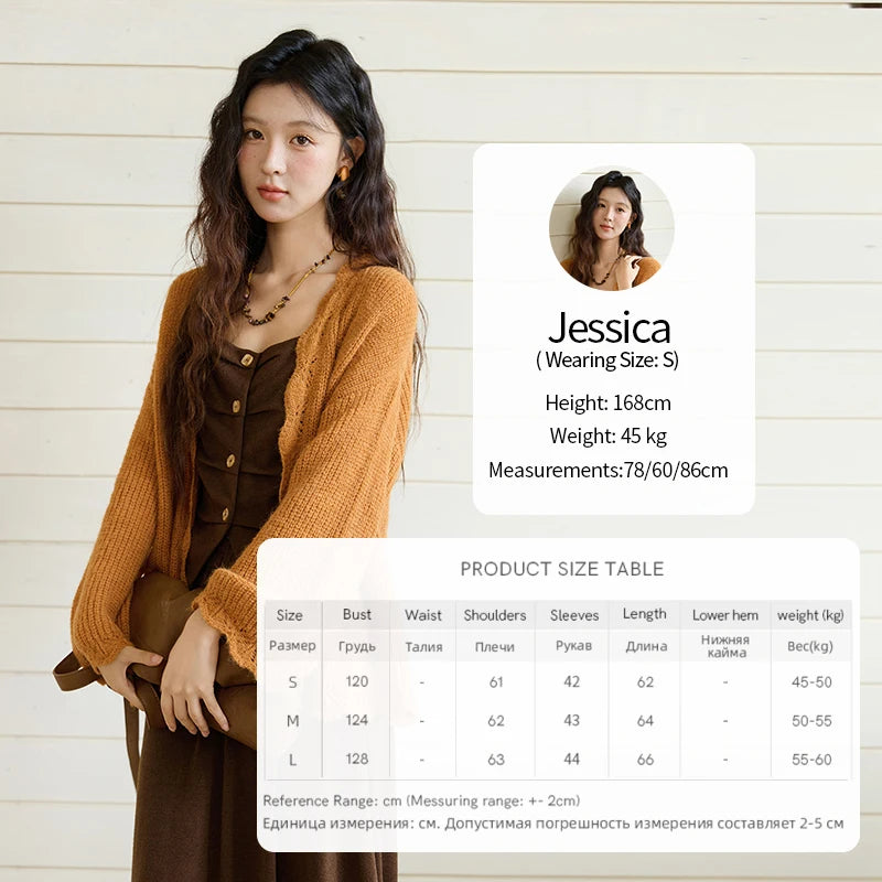 Mishow Pumpkin Wavy Edge Dropped Sleeve Cardigan MXE46Z2505