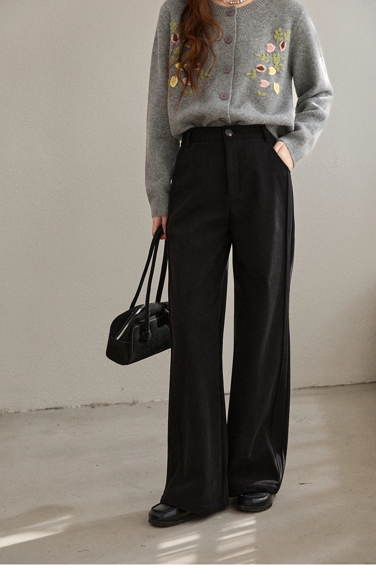 MISHOW Corduroy Straight Leg Pants Silver Fox Velvet Warm MXE91K1125