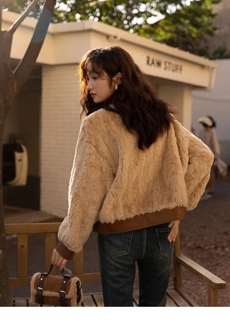 Mishow Lamb Wool Leather Trim Coat MXB43W0490