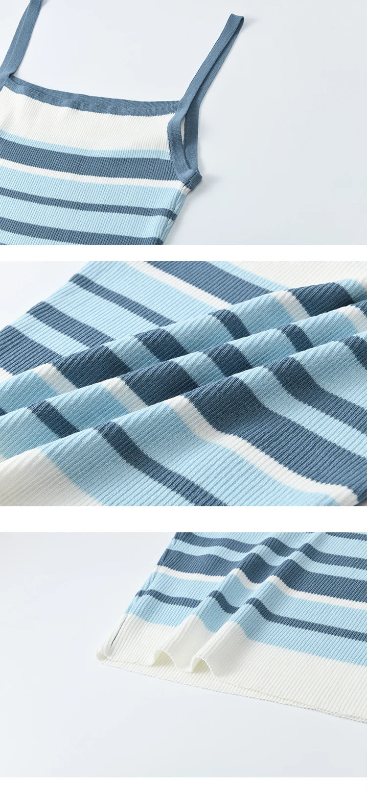 Mishow Blue Striped Square Collar Camisole MXE31Z1221