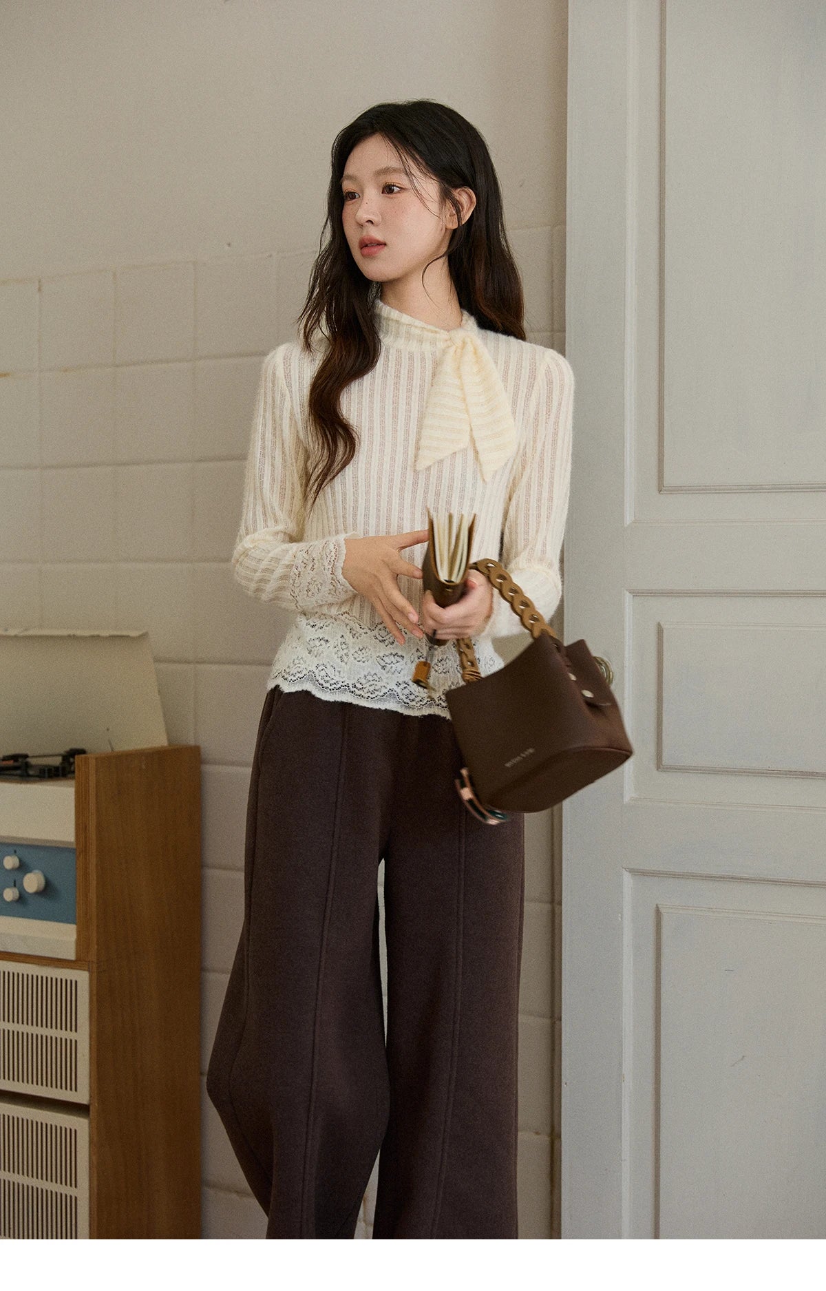 MISHOW High Waist Wide Leg Pants Fleece Warm Knit MXE92K1127