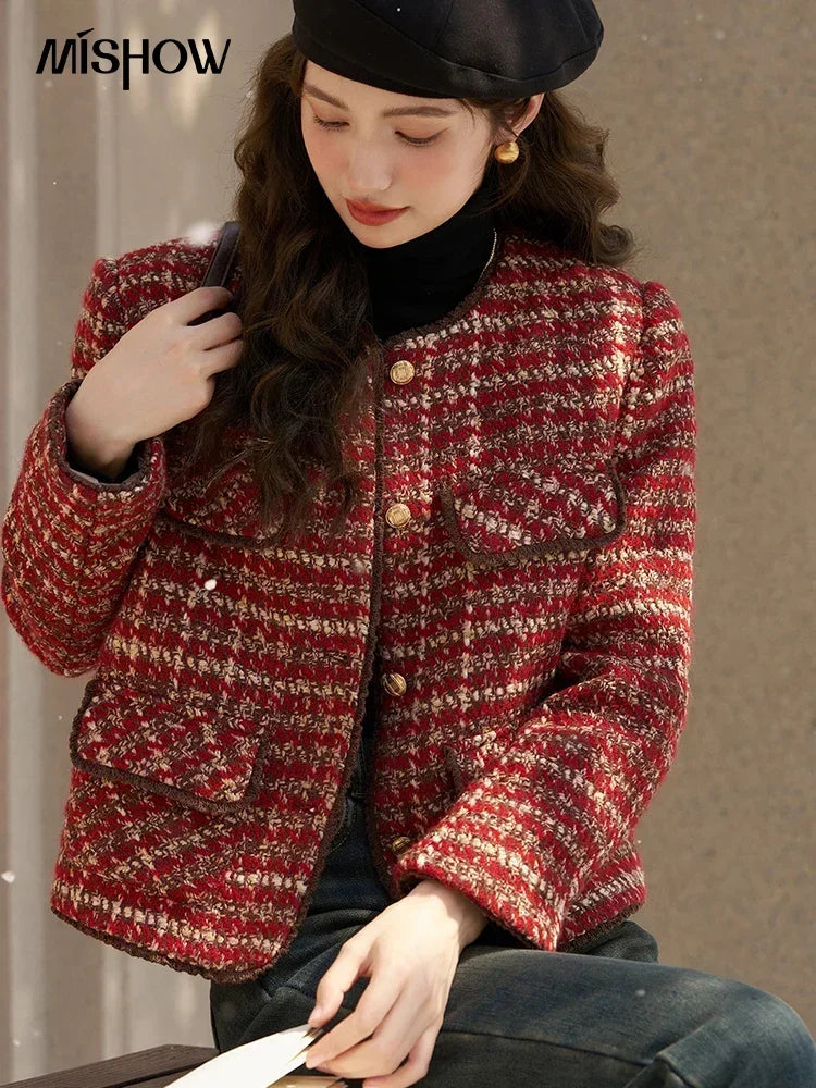 Mishow Luxury Wool Blend Tweed Jacket MXC57Y0021