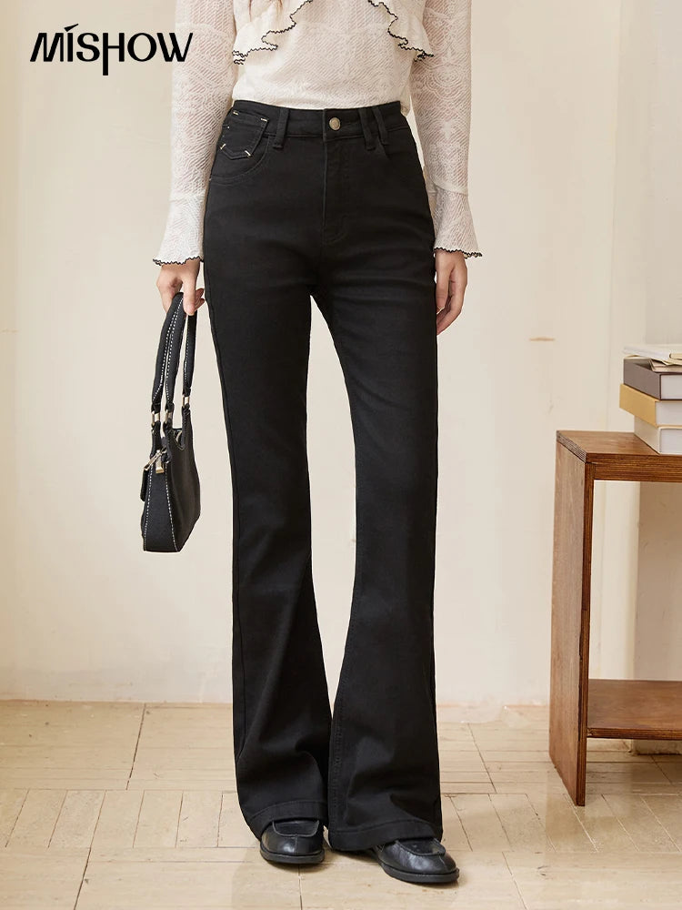 Mishow Vintage Black High Waist Flared Jeans MXE51K1098