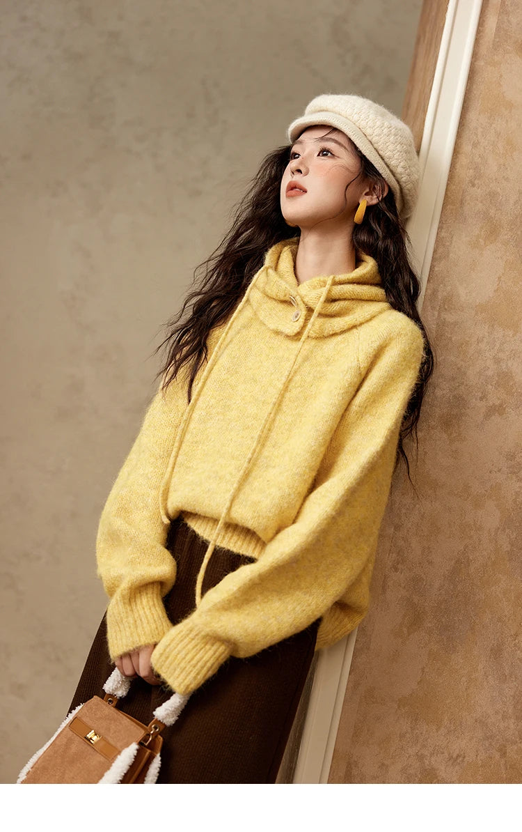 Mishow Hooded Neck Cozy Wool Pullover MXD59Z1123