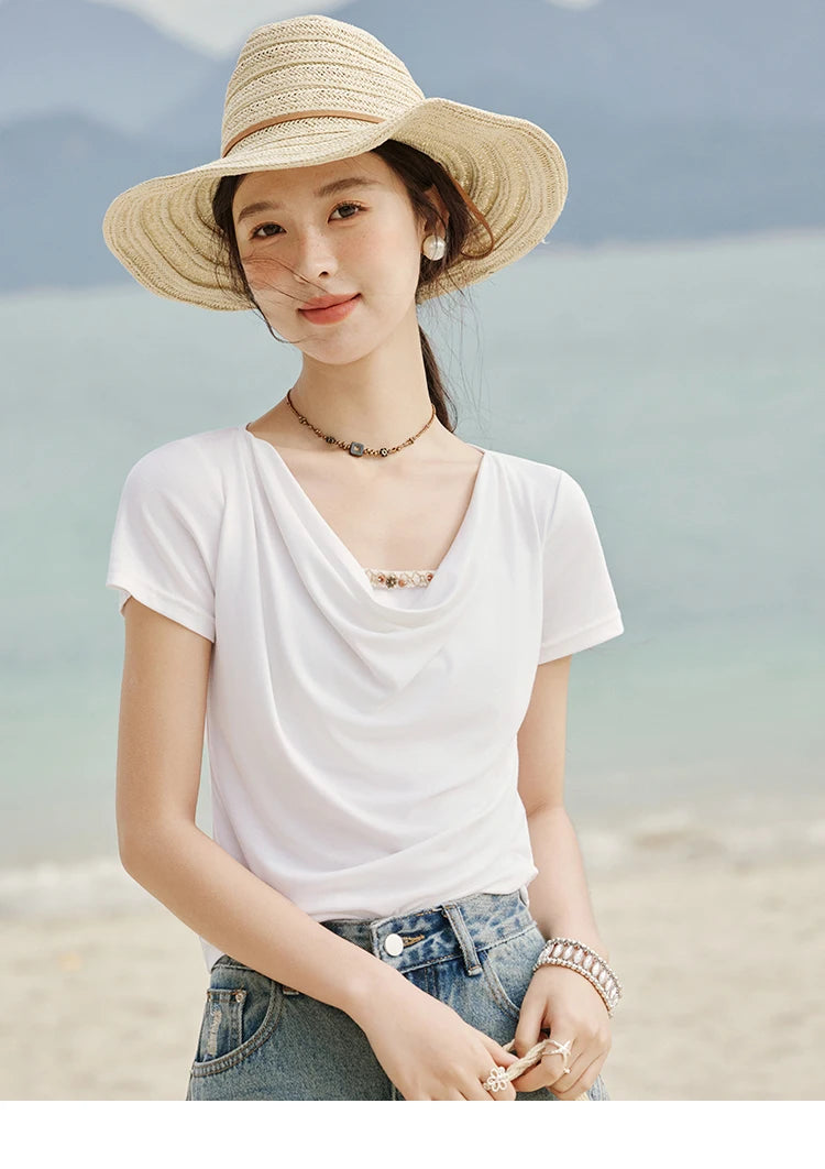 Mishow Swing Collar Shell Ribbon Tee MXE33T0524
