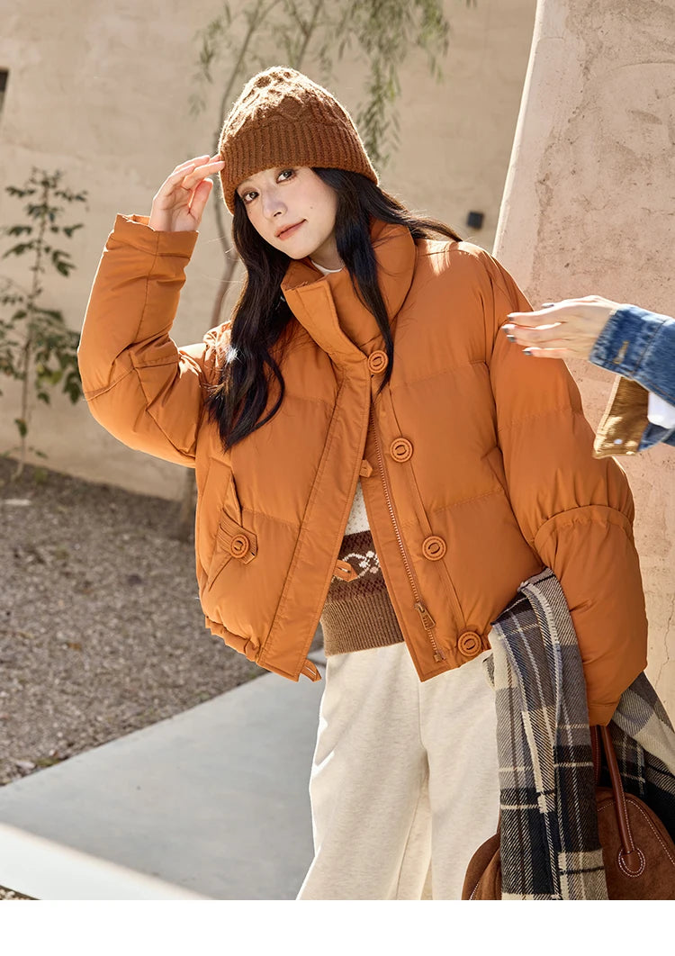 Mishow Minimalist Zipper Short Down Jacket MXD42Y0047