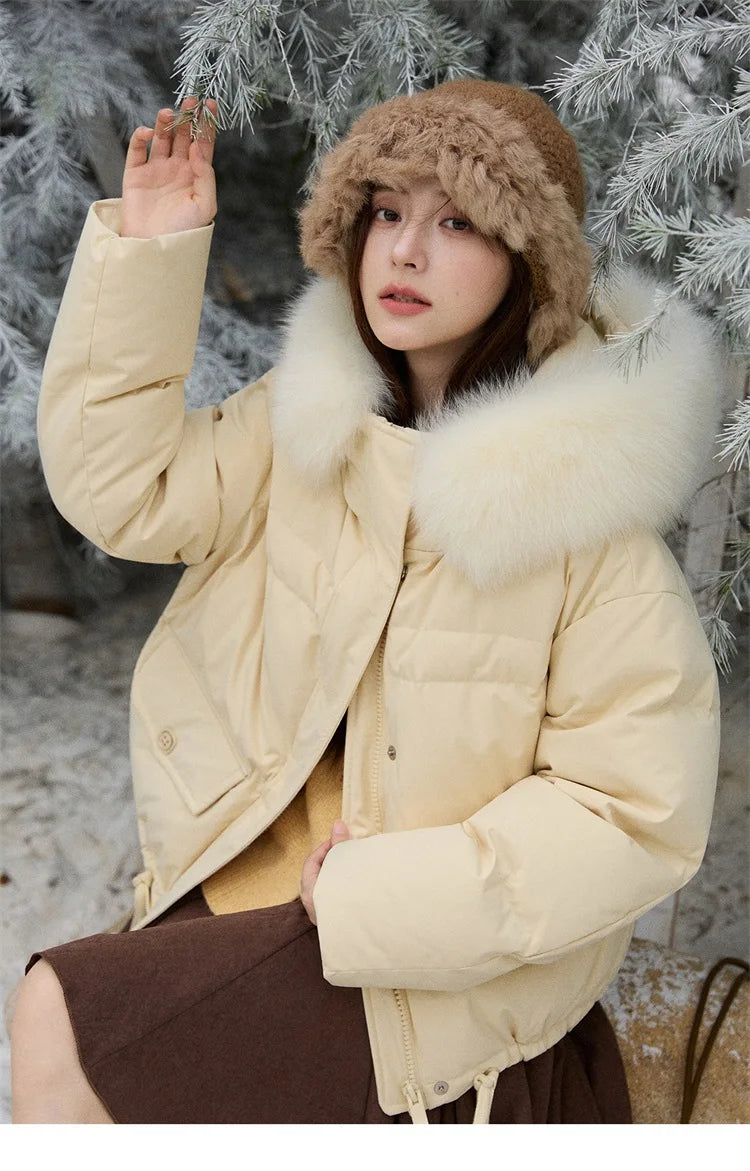Mishow Short Detachable Fur Collar Down Jacket MXE87Y0084