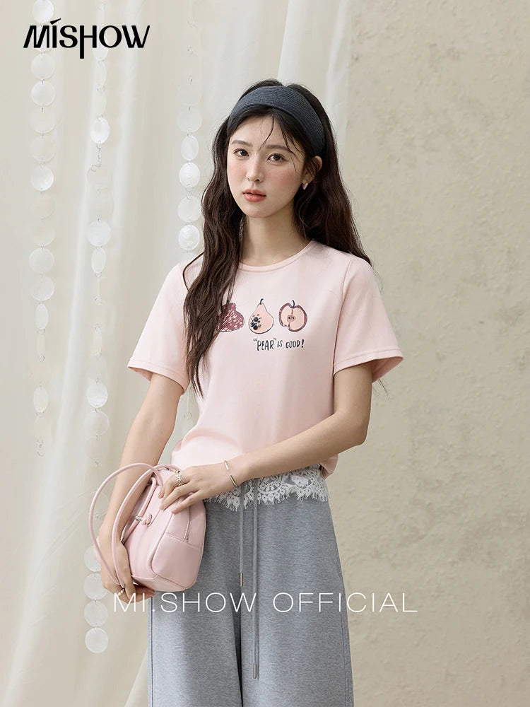 Mishow Cartoon Print Slim Office Tee MXE33T0500