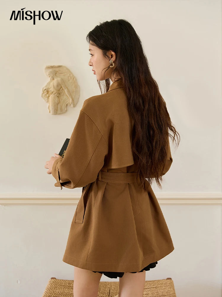 Mishow Hollow Flower Double Breasted Trench Coat MXE46W0838