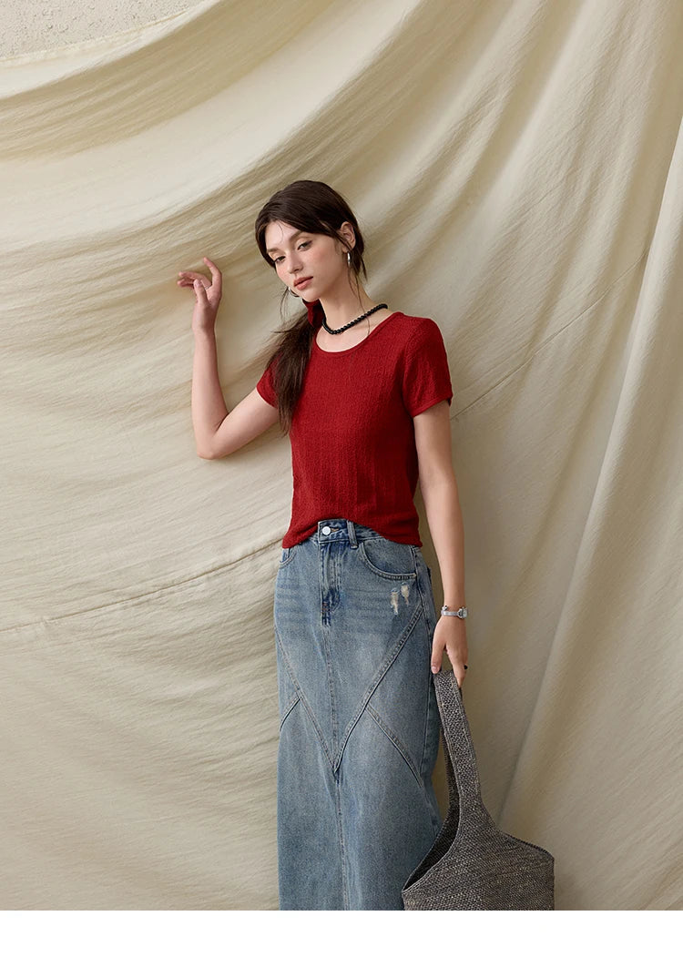 Mishow Solid Slim Knit Office Tee MXE34Z1257