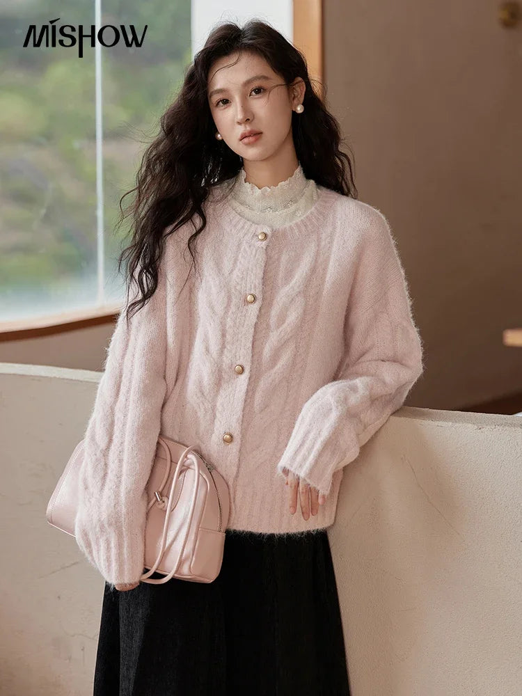 Mishow French Gentle O-Neck Wool Knit Cardigan MXD55Z1030