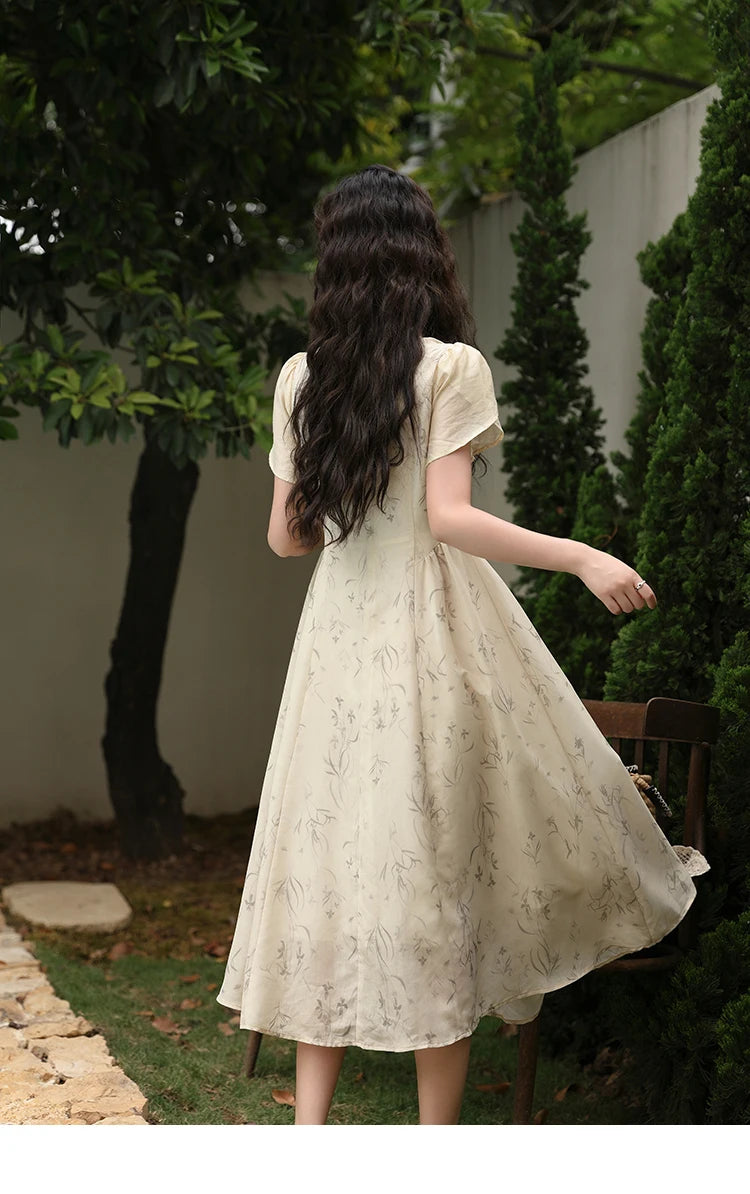Mishow Cheongsam Floral Hollow Out Chiffon Dress MXD23L1799