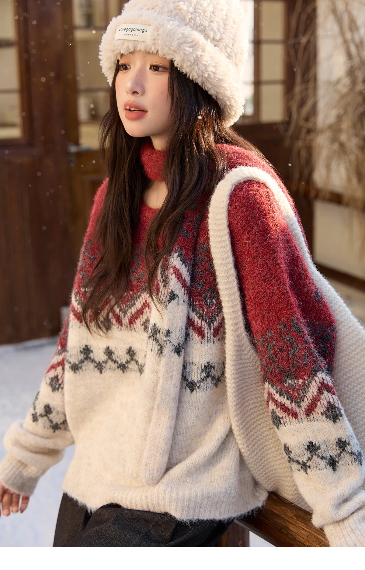Mishow Christmas Fair Isle Sweater with Scarf MXE51Z2628