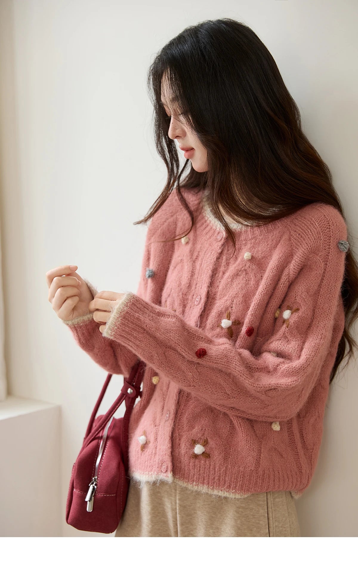 Mishow Hand-Crocheted Wool Blend Cardigan MXE48Z2575