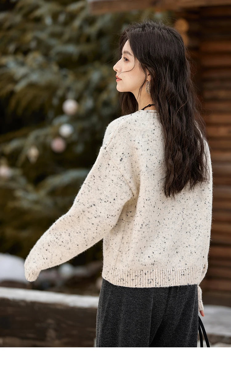 Mishow Wool Blend Flower Color Dots O-Neck Pullover MXD56Z1066