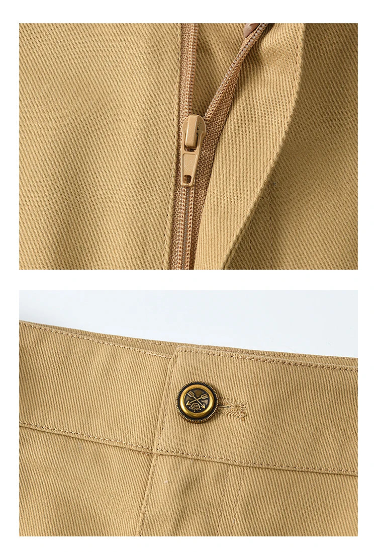 Mishow Khaki Diagonal Insert Pocket A-Line Skirt MXE13B0694
