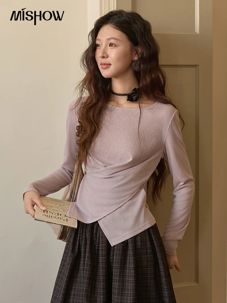 Mishow Cross Wrap Waist Defining Knit Top MXE43Z1344