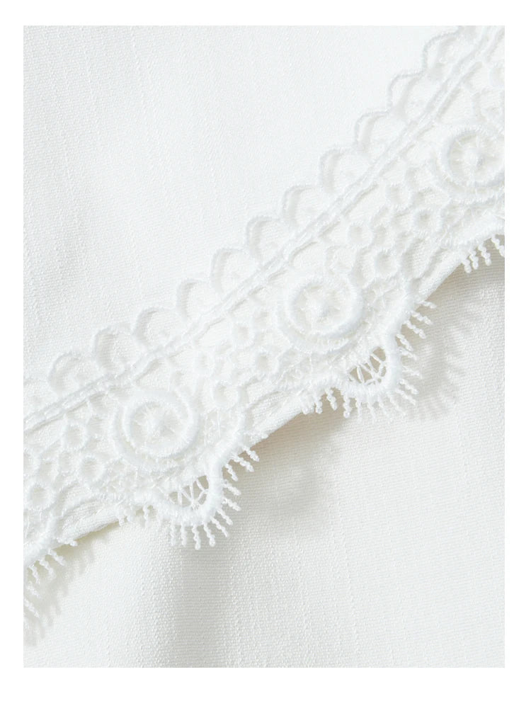 MISHOW Korean Doll Neck Shirt Lace Patchwork Bubble Sleeve Elastic Hem MXD12C0164