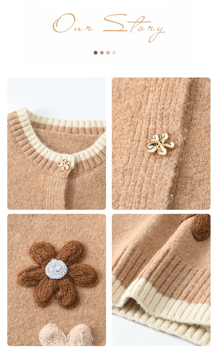 Mishow Flower Pattern Color Clash Metal Button Cardigan MXD56Z0919