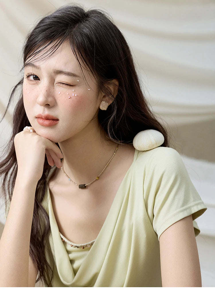 Mishow Swing Collar Shell Ribbon Tee MXE33T0524