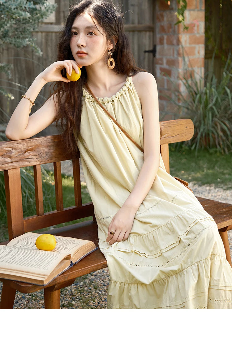 Mishow Twists Neck Strap Hollow Lace-Up Dress MXE39L2383