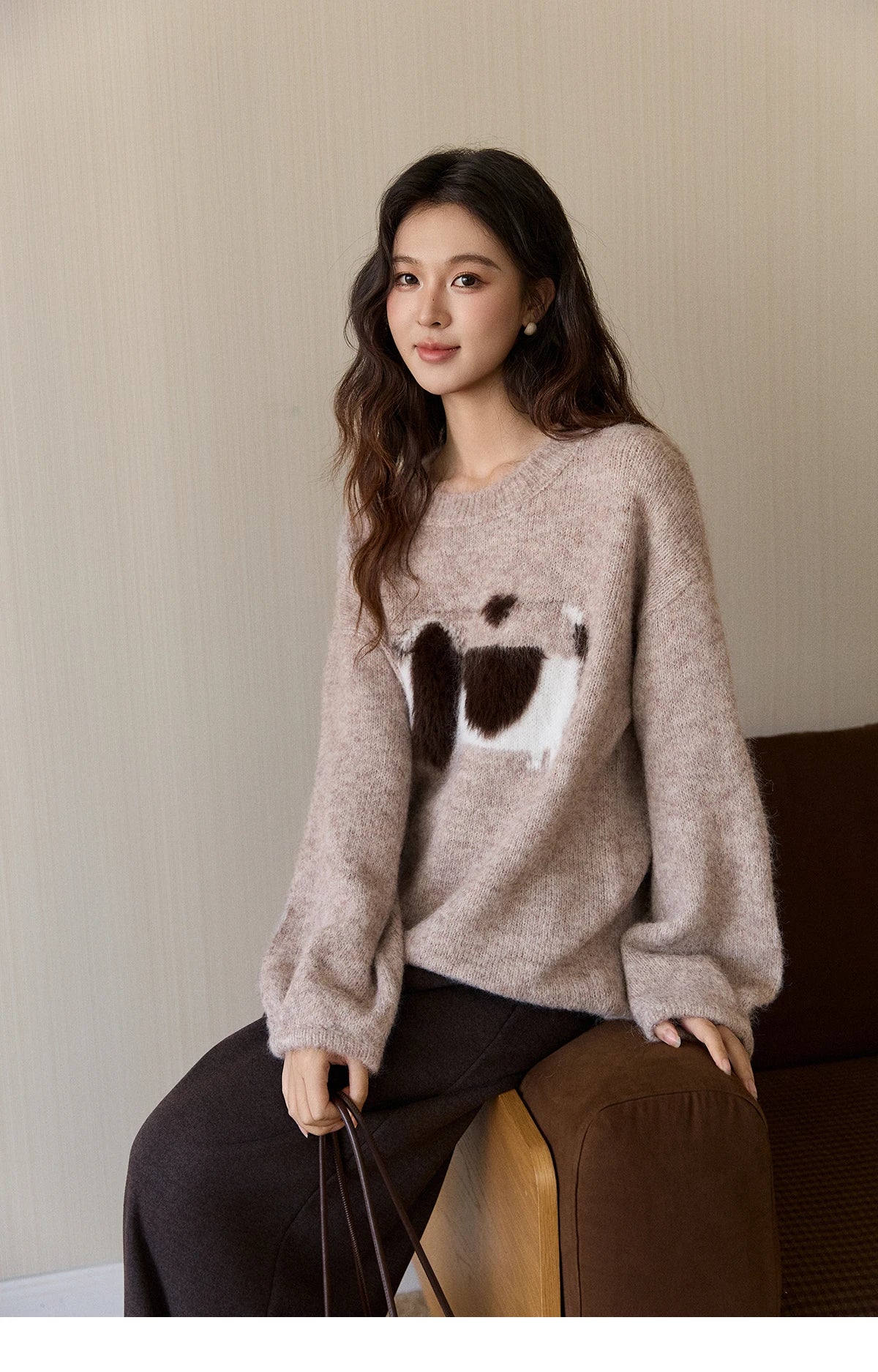Mishow Dog Pattern Jacquard Crew Neck Sweater MXE94Z2988