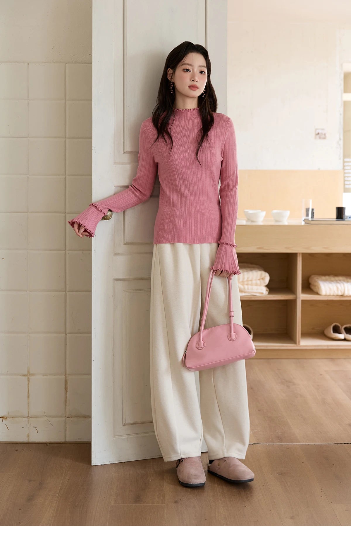 MISHOW Wide-Leg Pants Elastic Waist Pockets Comfortable MXE51K1093