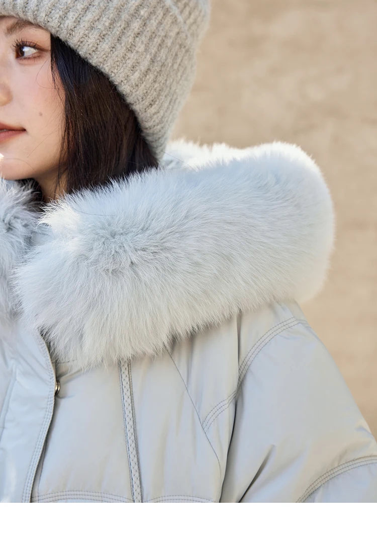Mishow Fox Fur Collar Mid-Length Down Coat MXD54Y0050