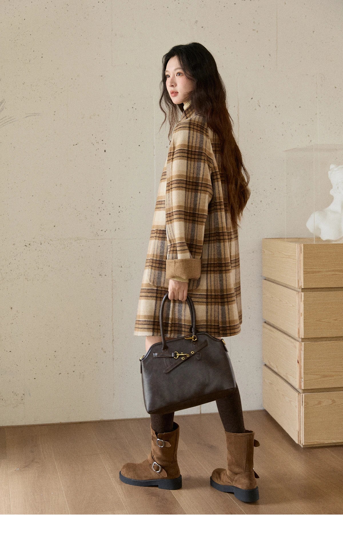 Mishow Plaid Double-Faced Wool Coat MXE89W0898