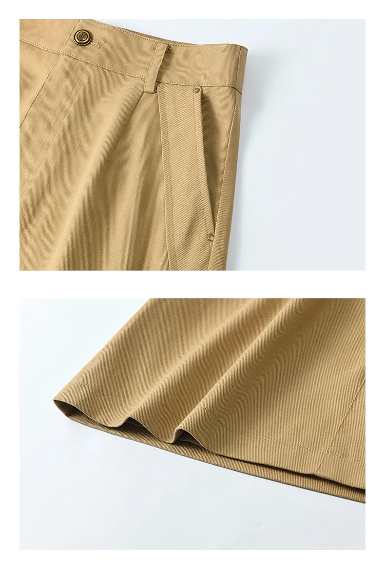 Mishow Khaki Diagonal Insert Pocket A-Line Skirt MXE13B0694