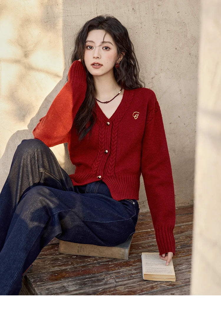 Mishow Elegant V-Neck Vintage Short Cardigan MXD48Z0848