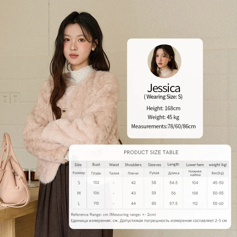 Mishow Sweet Pink Faux Rabbit Fur Coat MXE87W0990