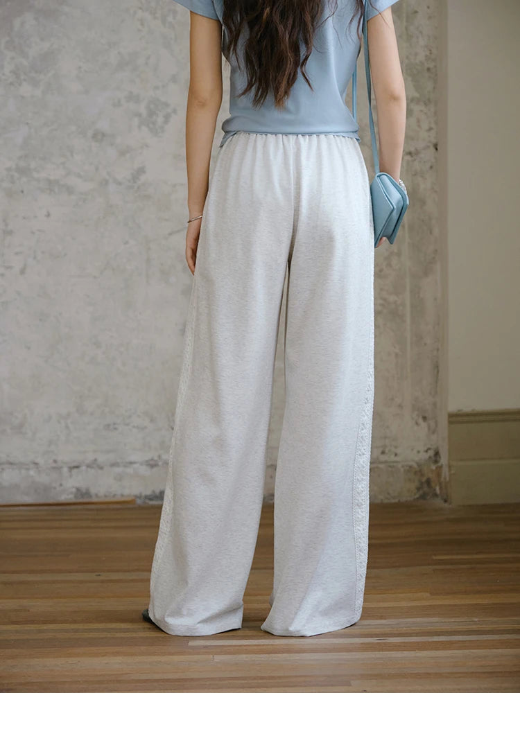 MISHOW Light Grey High Waist Pants Elastic Waist Wide Leg MXE31K0901