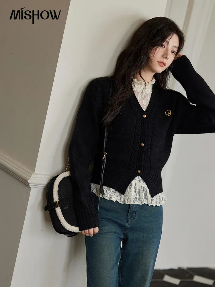 Mishow Elegant V-Neck Vintage Short Cardigan MXD48Z0848