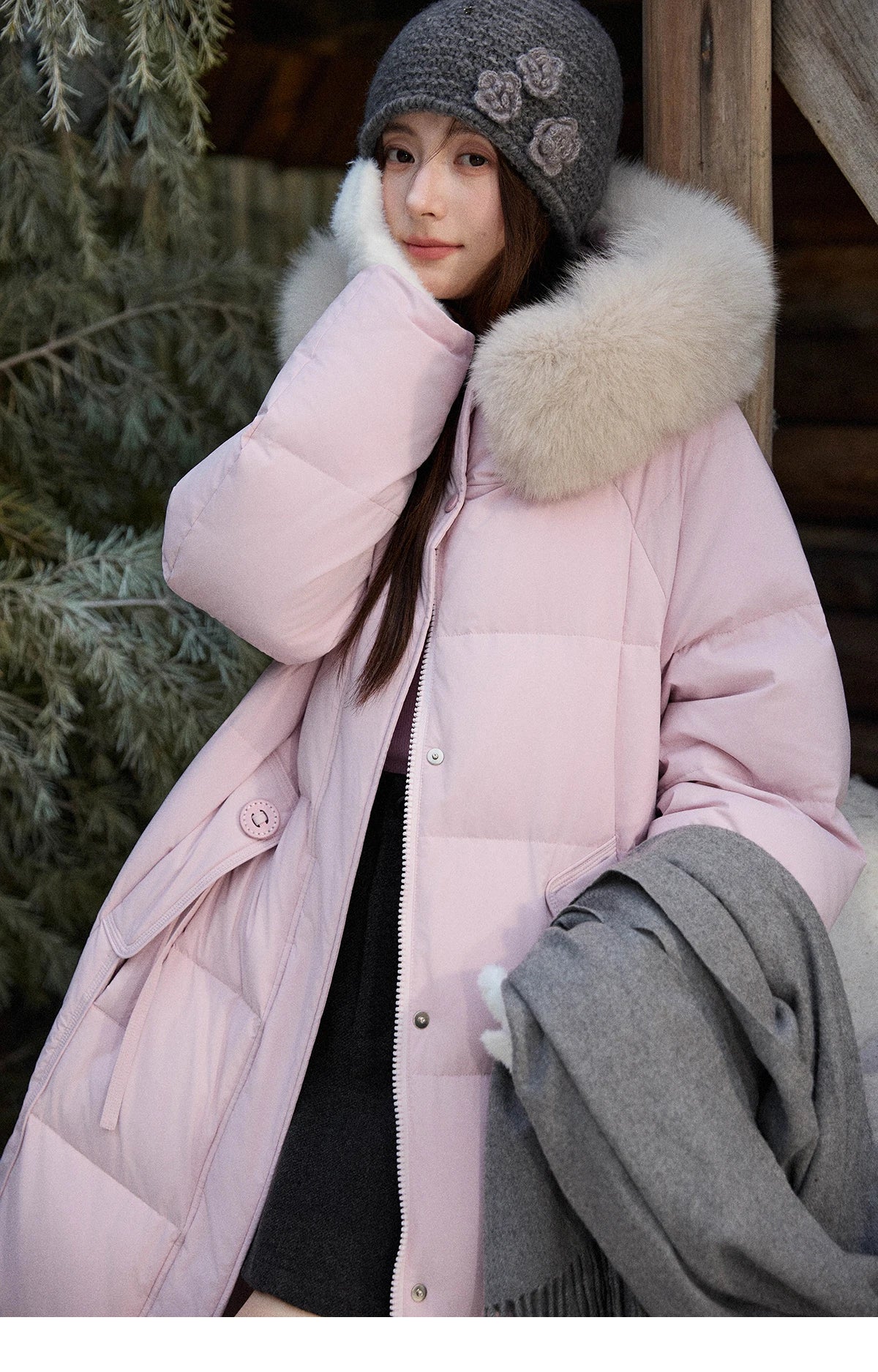 Mishow Hooded 90% White Duck Down Long Coat MXE51Y0079