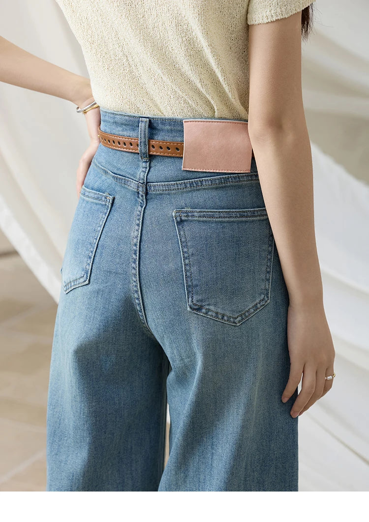 Mishow Slimming High Waist Ankle-Length Wide Leg Jeans MXE32K0919