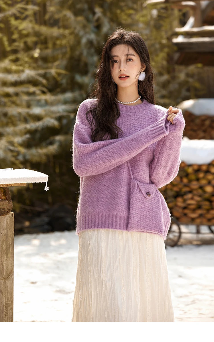 Mishow Oversized Sweater with Matching Bag MXD57Z1083