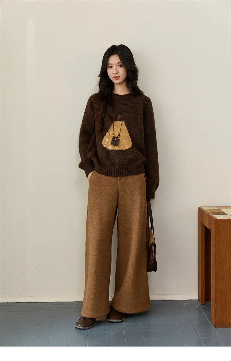 Mishow Pear Pattern Jacquard Crew Neck Pullover MXE94Z2959
