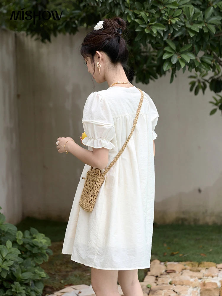 Mishow Jacquard Embroidered Bubble Sleeve Dress MXD30L1864