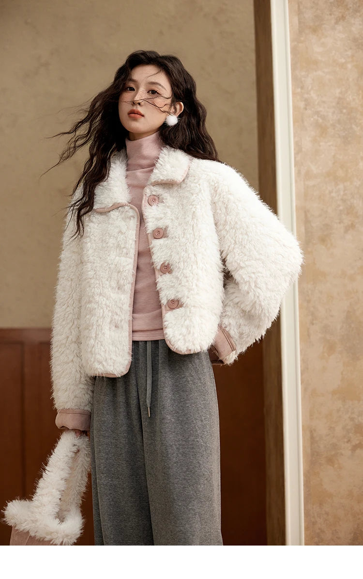 Mishow Suede Plush Lamb Wool Spliced Jacket MXD59W0753