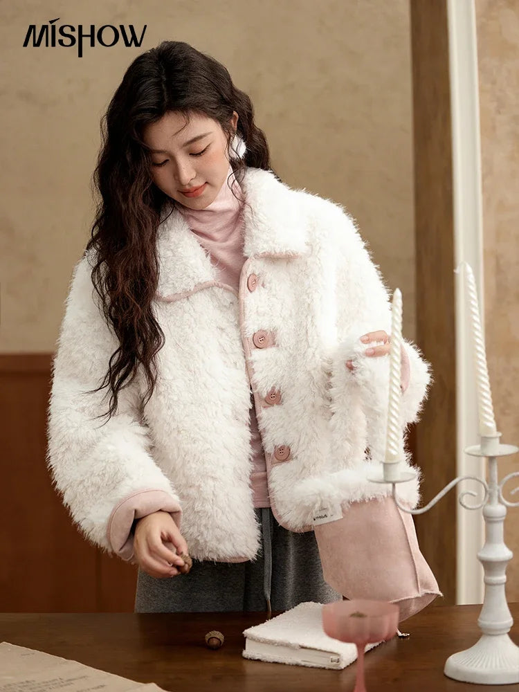 Mishow Suede Plush Lamb Wool Spliced Jacket MXD59W0753