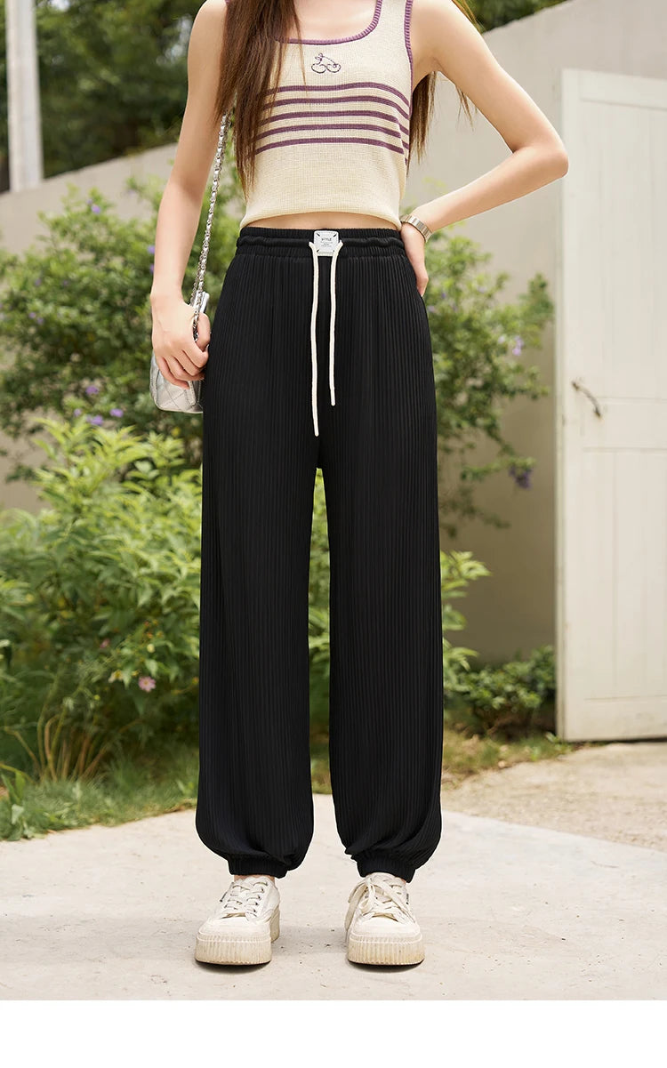 MISHOW High Waist Slim Straight Pants Elastic Ankle-Length MXC33K0069
