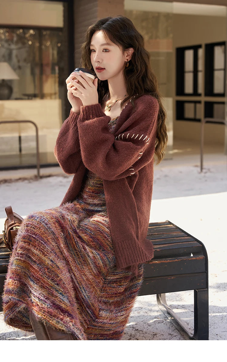 Mishow Retro Knitted Cardigan & Suspender Dress Set MXC59L1625