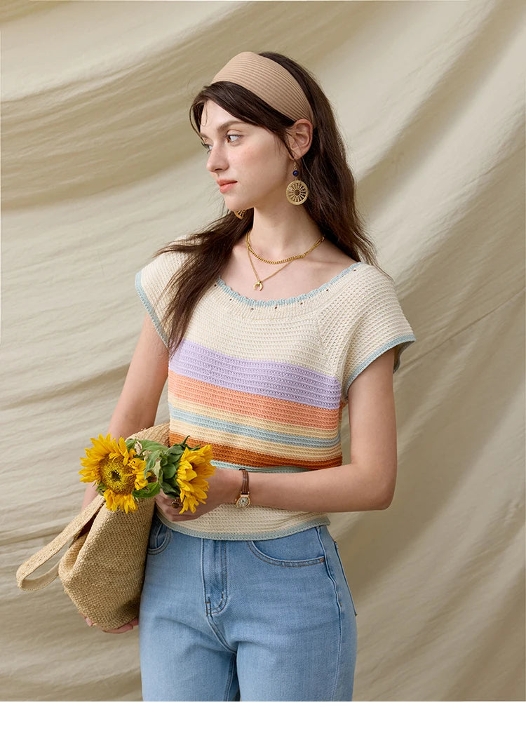 Mishow Striped Round Neck Slim Knit Pullover MXE31Z1222