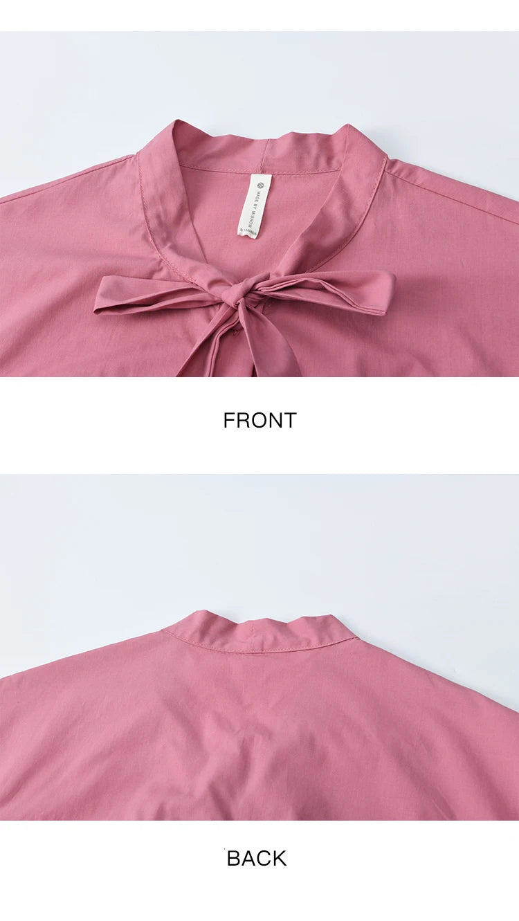 MISHOW Rose Red Stand Collar Shirt Bow Tie Hem Lace MXE43C2380
