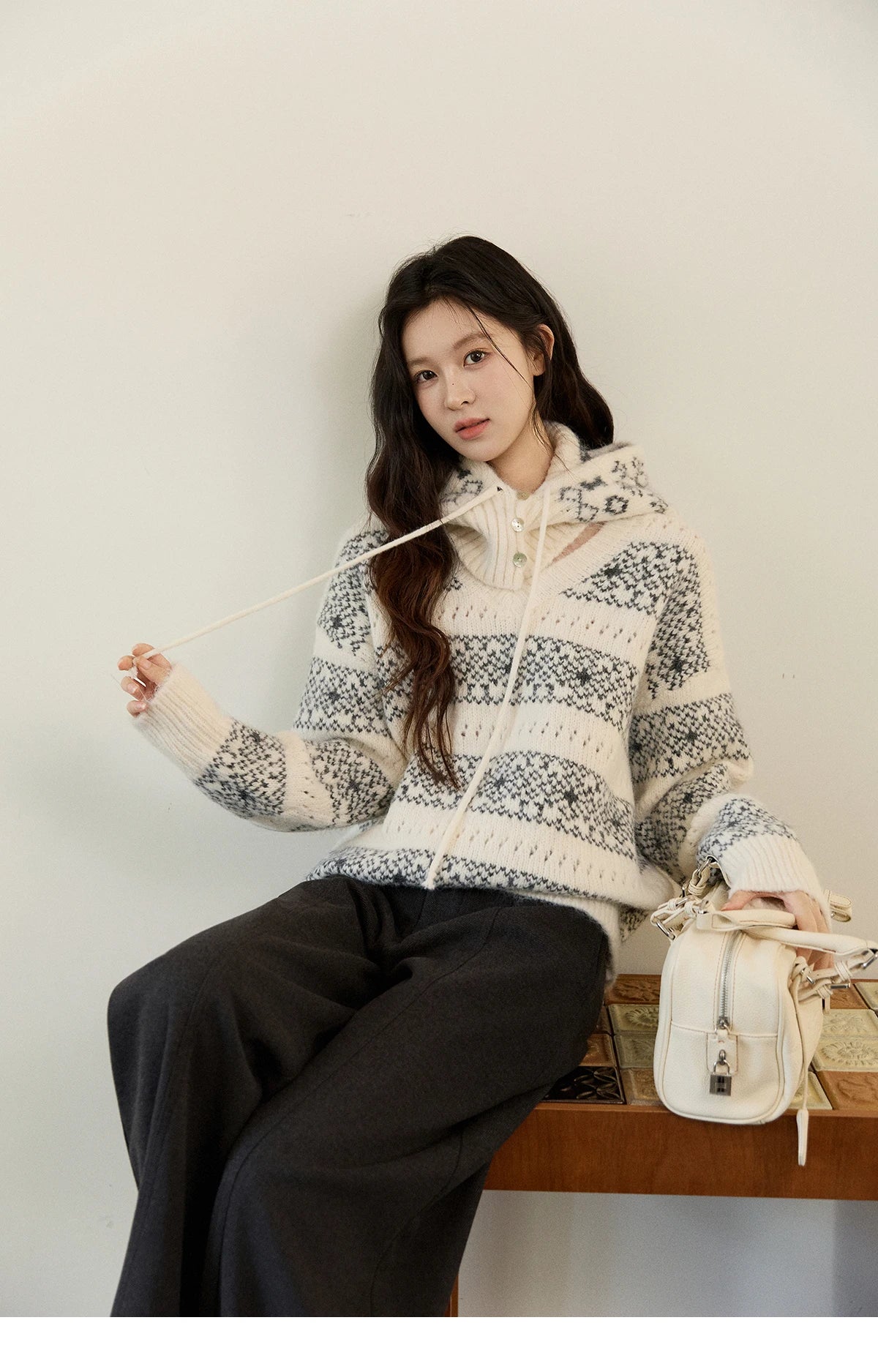 Mishow Fair Isle Removable Hood Sweater MXE94Z2979