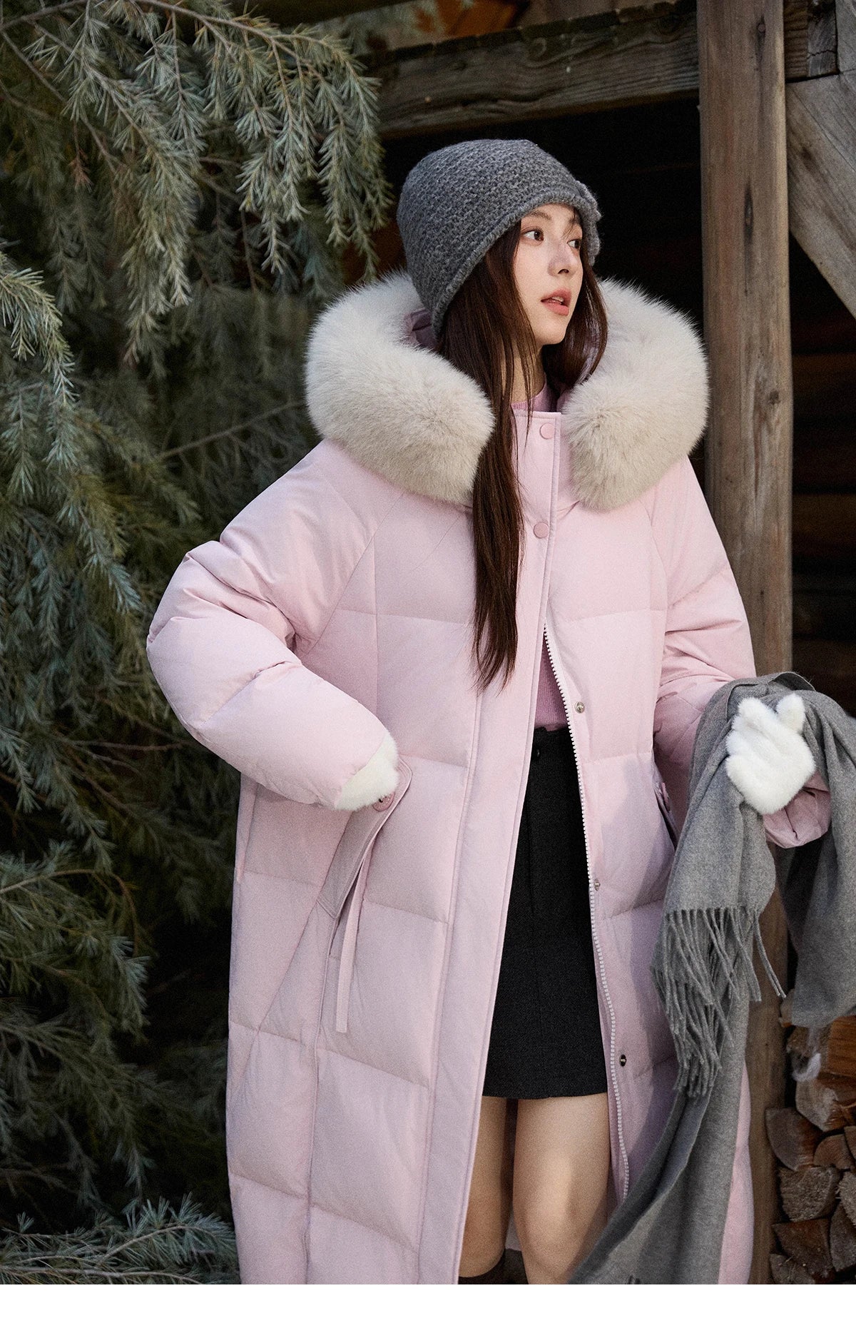 Mishow Hooded 90% White Duck Down Long Coat MXE51Y0079