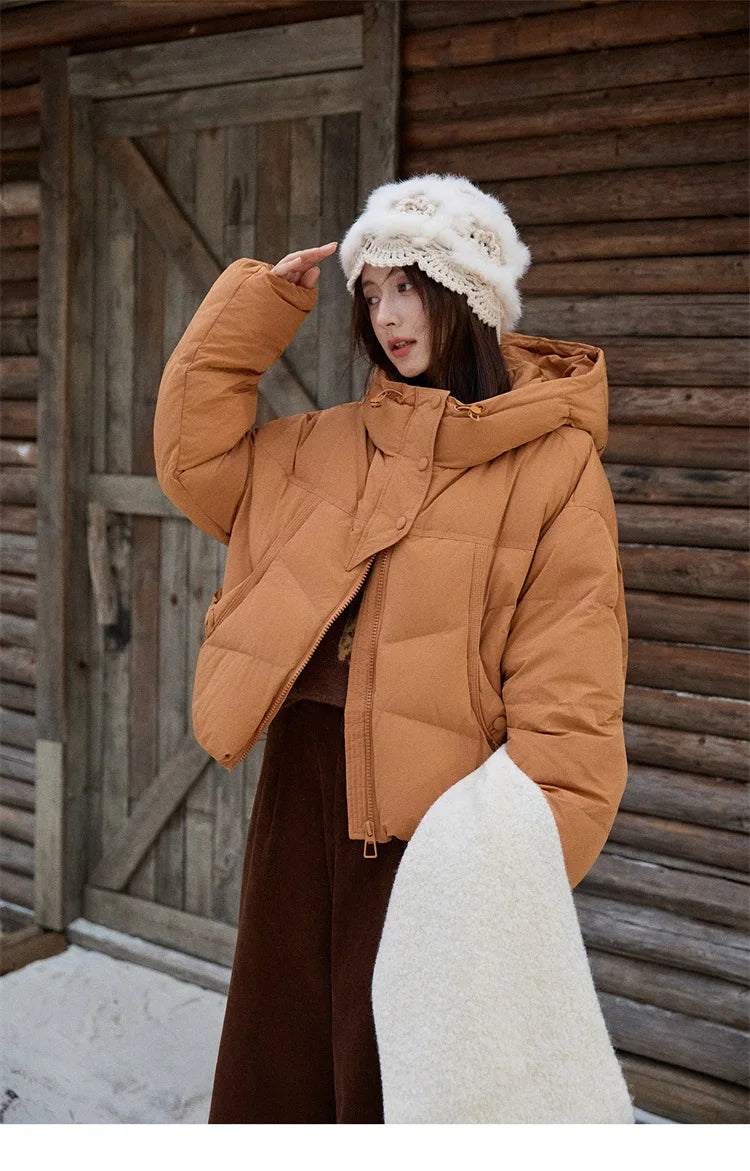 Mishow Hooded 90% White Duck Down Short Coat MXE51Y0080